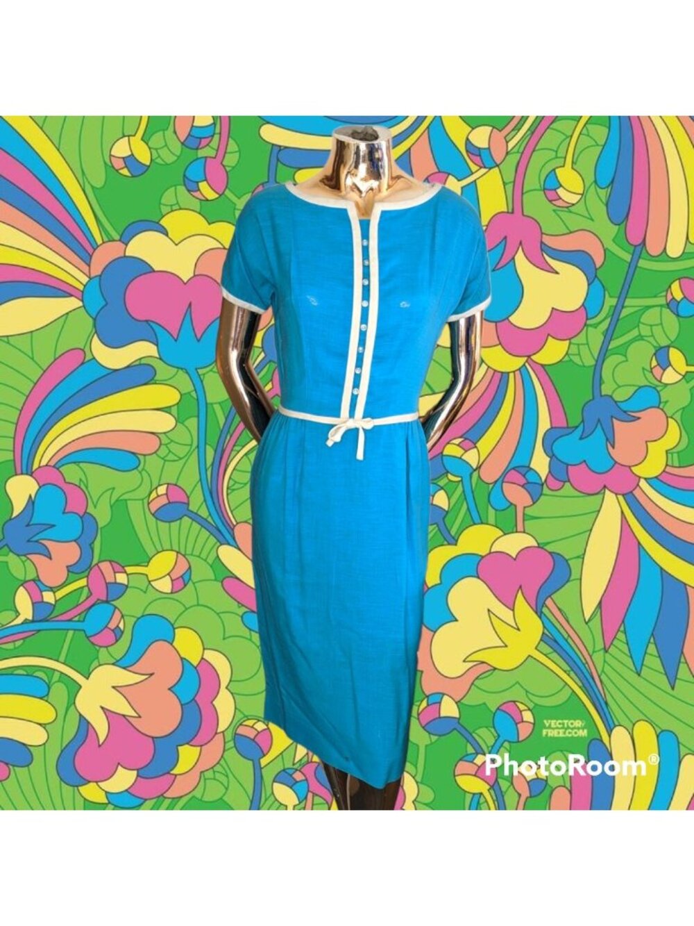 Vintage Helen Whiting  60s Robin's Egg Blue Pencil Career Dress